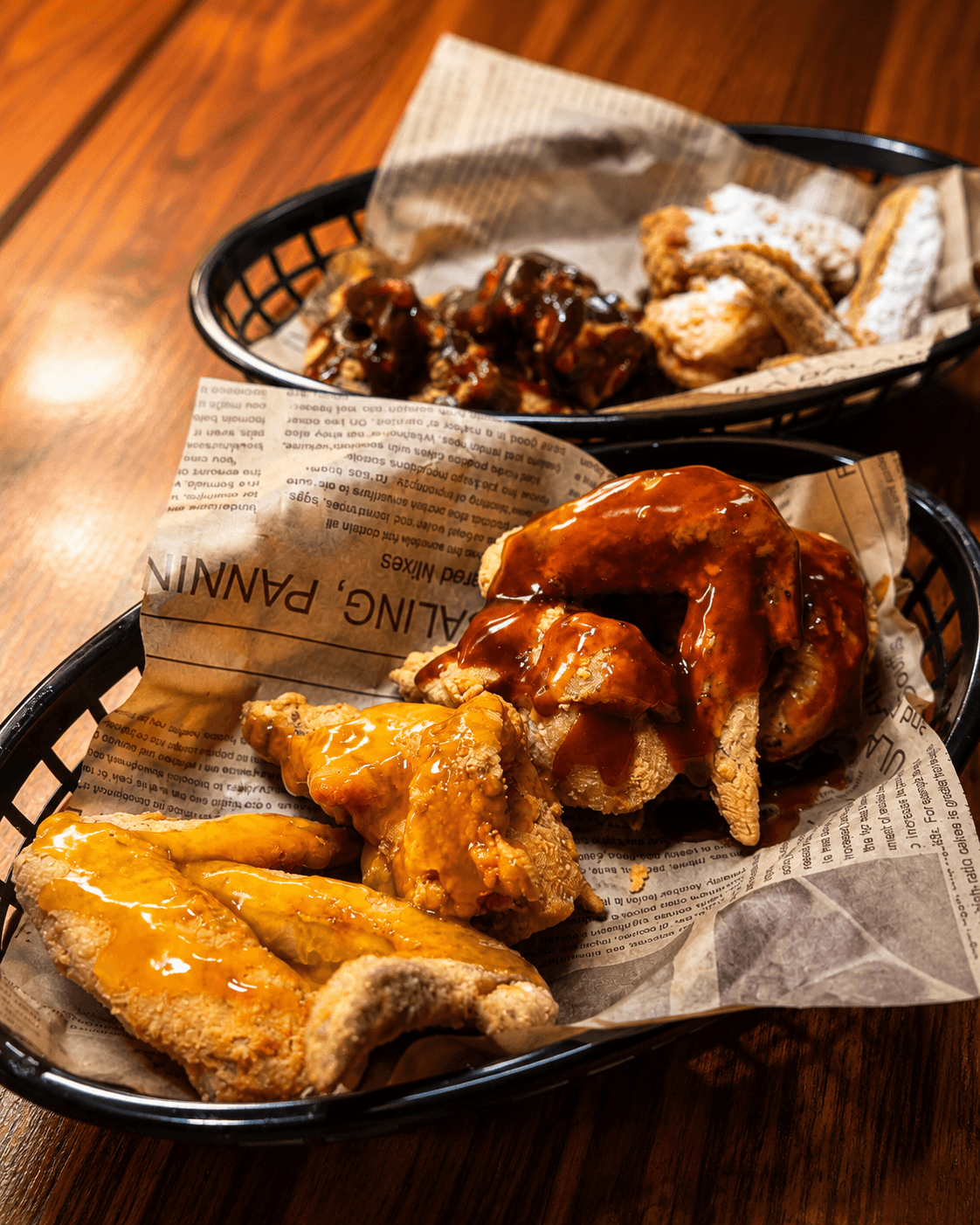 Saucy chicken baskets
